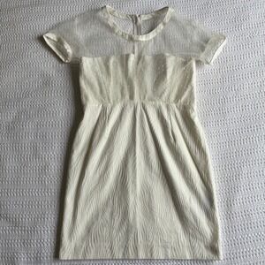 The Kooples Mini Dress Cream Mesh Illusion Neck Bustier 40/L Bachelorette Club
